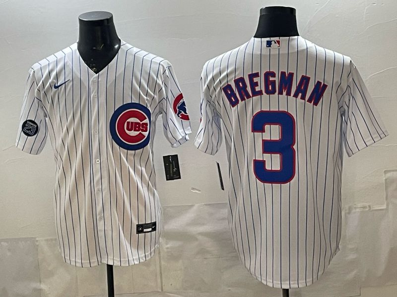 Men 2026 Chicago Cubs #3 Bregman White Stripe Game Nike MLB Jersey style 006
